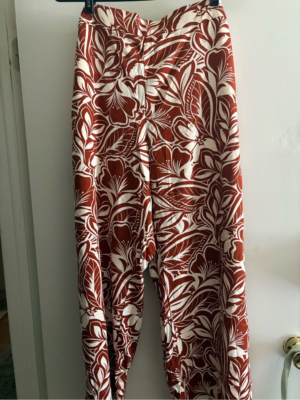 Old Navy Rust and Cream High-Rise Wide Leg Pants